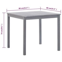 Berkfield Home Garden Table Grey 80x80x74 cm Solid Acacia Wood - Size: 80 x 80 x 74 cm - thumbnail 5