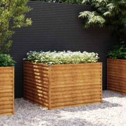Berkfield Home Garden Raised Bed 100x100x69 cm Corten Steel in Brown - Size: 100 x 100 x 69 cm - thumbnail 2
