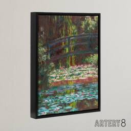 "Artery8 Water Lily Pond with Bridge Claude Monet Framed Canvas Wall Art - Size: W12"" x H16""" - thumbnail 2