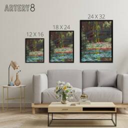 "Artery8 Water Lily Pond with Bridge Claude Monet Framed Canvas Wall Art - Size: W12"" x H16""" - thumbnail 4