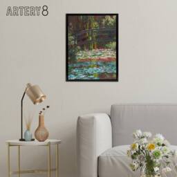 "Artery8 Water Lily Pond with Bridge Claude Monet Framed Canvas Wall Art - Size: W12"" x H16""" - thumbnail 3