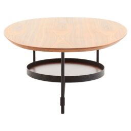 Orsina Oblong Walnut‑Effect Coffee Table, Walnut Veneer Oblong Top, Black Metal Base with Lower Display Shelf in Natural - thumbnail 2