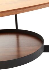 Orsina Oblong Walnut‑Effect Coffee Table, Walnut Veneer Oblong Top, Black Metal Base with Lower Display Shelf in Natural - thumbnail 5
