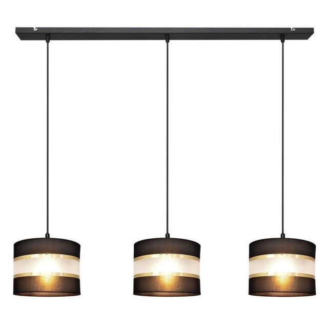Netlighting Helen Straight Bar Pendant Ceiling Light Black Gold 65cm
