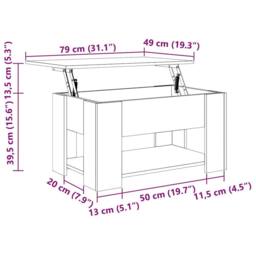 Berkfield Home Coffee Table Sonoma Oak 79x49x41 cm Engineered Wood in Light Brown - Size: 79 x 49 x 41 cm - thumbnail 8