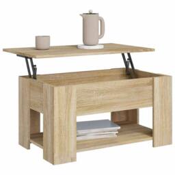 Berkfield Home Coffee Table Sonoma Oak 79x49x41 cm Engineered Wood in Light Brown - Size: 79 x 49 x 41 cm - thumbnail 4