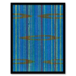 Artery8 Blue Abstract Geometric Pattern Retro Japan Framed Wall Art Print Korin - Size: A4 - thumbnail 1