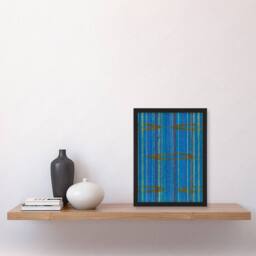 Artery8 Blue Abstract Geometric Pattern Retro Japan Framed Wall Art Print Korin - Size: A4 - thumbnail 4