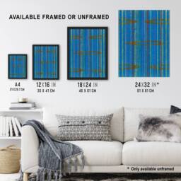 Artery8 Blue Abstract Geometric Pattern Retro Japan Framed Wall Art Print Korin - Size: A4 - thumbnail 3