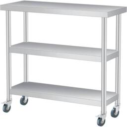 VOGREX Three Layer Stainless Steel Multifunctional Table in Silver - thumbnail 1