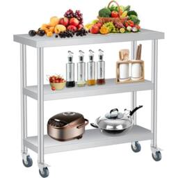 VOGREX Three Layer Stainless Steel Multifunctional Table in Silver - thumbnail 5