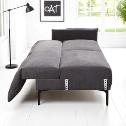 OAT Home Padstow Cushioned Pillow Back Fabric 3 Seater Clic-Clac Large Single Sofa Bed in Charcoal - thumbnail 5