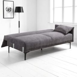 OAT Home Padstow Cushioned Pillow Back Fabric 3 Seater Clic-Clac Large Single Sofa Bed in Charcoal - thumbnail 4