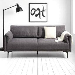 OAT Home Padstow Cushioned Pillow Back Fabric 3 Seater Clic-Clac Large Single Sofa Bed in Charcoal - thumbnail 2
