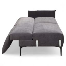 OAT Home Padstow Cushioned Pillow Back Fabric 3 Seater Clic-Clac Large Single Sofa Bed in Charcoal - thumbnail 9