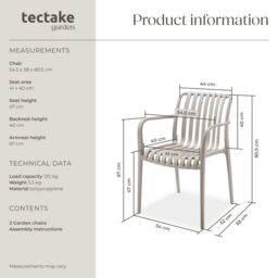 tectake Garden Chairs Alcudia in Taupe - Size: 2 Seater - thumbnail 6