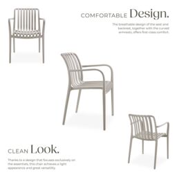 tectake Garden Chairs Alcudia in Taupe - Size: 2 Seater - thumbnail 3