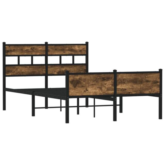 Berkfield Home Elegant Bed Frame Frame Smoked Oak 120x190 cm Small Double Wood in Brown - image 1
