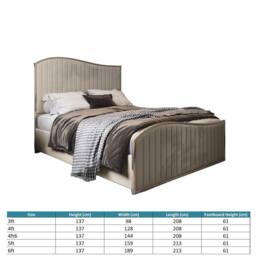 Casani Fulbeck Upholstered Soft Velvet Beige Metal Designer Bed Frame in Cream - Size: Double - thumbnail 8
