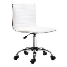 HOMCOM Armless Mid-Back Adjustable Office Chair with 360 Swivel in White - thumbnail 2