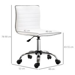 HOMCOM Armless Mid-Back Adjustable Office Chair with 360 Swivel in White - thumbnail 3