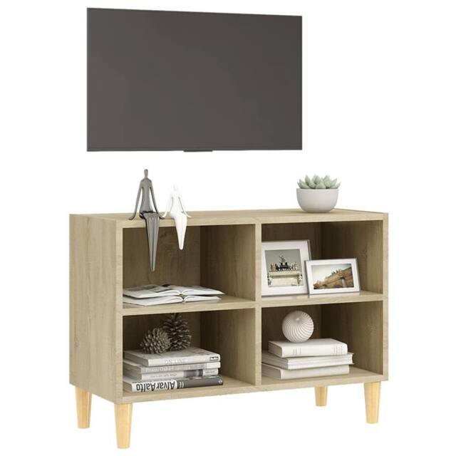 Berkfield Home TV Cabinet with Solid Wood Legs Sonoma Oak 69.5x30x50 cm in Light Tan - image 1