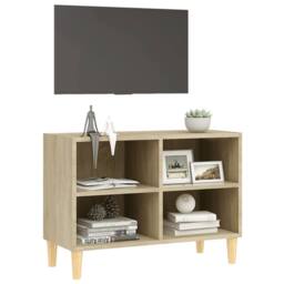 Berkfield Home TV Cabinet with Solid Wood Legs Sonoma Oak 69.5x30x50 cm in Light Tan - thumbnail 1