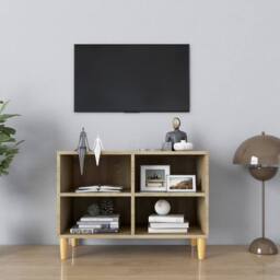 Berkfield Home TV Cabinet with Solid Wood Legs Sonoma Oak 69.5x30x50 cm in Light Tan - thumbnail 2