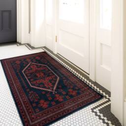 Kukoon Blue Red Low Pile Traditional Persian Velvet Texture Area Rug - Size: 80 cm x 150 cm - thumbnail 4