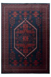 Kukoon Blue Red Low Pile Traditional Persian Velvet Texture Area Rug - Size: 80 cm x 150 cm - thumbnail 1