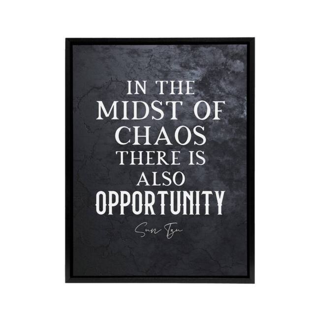 "Artery8 Inspirational Quote Sun Tzu Opportunity Framed Canvas Wall Art Print in Grey - Size: W12"" x H16""" - image 1