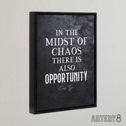 "Artery8 Inspirational Quote Sun Tzu Opportunity Framed Canvas Wall Art Print in Grey - Size: W12"" x H16""" - thumbnail 2