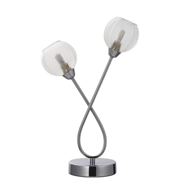 First Choice Lighting Tatton - Chrome with Ribbed Glass 38cm Table Lamp in Silver - image 1