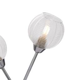 First Choice Lighting Tatton - Chrome with Ribbed Glass 38cm Table Lamp in Silver - thumbnail 3
