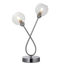 First Choice Lighting Tatton - Chrome with Ribbed Glass 38cm Table Lamp in Silver - thumbnail 2