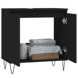 Berkfield Home Bathroom Cabinet Black 58x33x60 cm Engineered Wood - Size: 58 x 33 x 60 cm - thumbnail 3