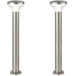 Loops 2 PACK Outdoor Post Bollard Light Marine Steel 1m LED Garden Driveway Path Lamp in Metallics