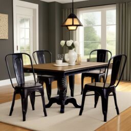 IH Design Franciscan Metal Chair Black Upcycled Industrial Vintage Mintis Pair - thumbnail 1