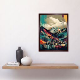 "Artery8 Wall Art Print Ben Nevis & Fort William Modern Bold Landscape Art Framed in Brown - Size: W12"" x H16""" - thumbnail 2