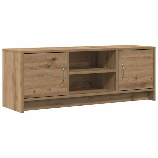 Berkfield Home TV Cabinet Artisan Oak 102x30x37.5 cm Engineered Wood in Brown - image 1