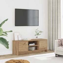 Berkfield Home TV Cabinet Artisan Oak 102x30x37.5 cm Engineered Wood in Brown - thumbnail 2