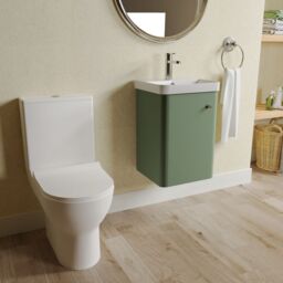 Balterley Wall Hung 1 Door Bathroom Vanity Unit, Tap & Toilet Pack, Green, 379mm in Green - thumbnail 4