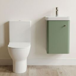 Balterley Wall Hung 1 Door Bathroom Vanity Unit, Tap & Toilet Pack, Green, 379mm in Green - thumbnail 7