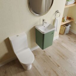 Balterley Wall Hung 1 Door Bathroom Vanity Unit, Tap & Toilet Pack, Green, 379mm in Green - thumbnail 3