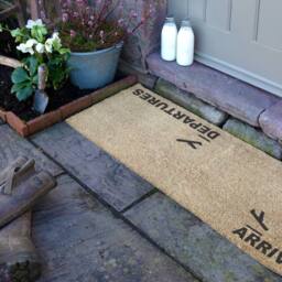 Artsy Mats Arrivals Departures Coir Doormat (120 x 40cm) in Brown - Size: 40 cm x 120 cm - thumbnail 3