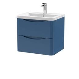 Balterley Dunwood 2 Drawer Wall Hung Vanity Basin Unit, Satin Blue, 600mm in Blue