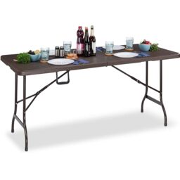 Gr8 Garden Wooden Effect 6ft Heavy Duty Folding Table in Brown