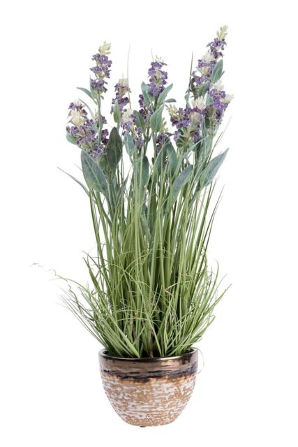 Homescapes Artificial Lavender Plant in Decorative Metallic Ceramic Pot, 66 cm in Purple - image 1