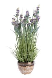 Homescapes Artificial Lavender Plant in Decorative Metallic Ceramic Pot, 66 cm in Purple