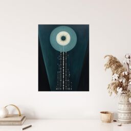 "Wee Blue Coo Wall Art Print The Abstraction Of Teal Moonlight Pearls Blue Hilma af Klint Style Oil Painting Poster in Dark Blue - Size: W18"" x H24""" - thumbnail 4